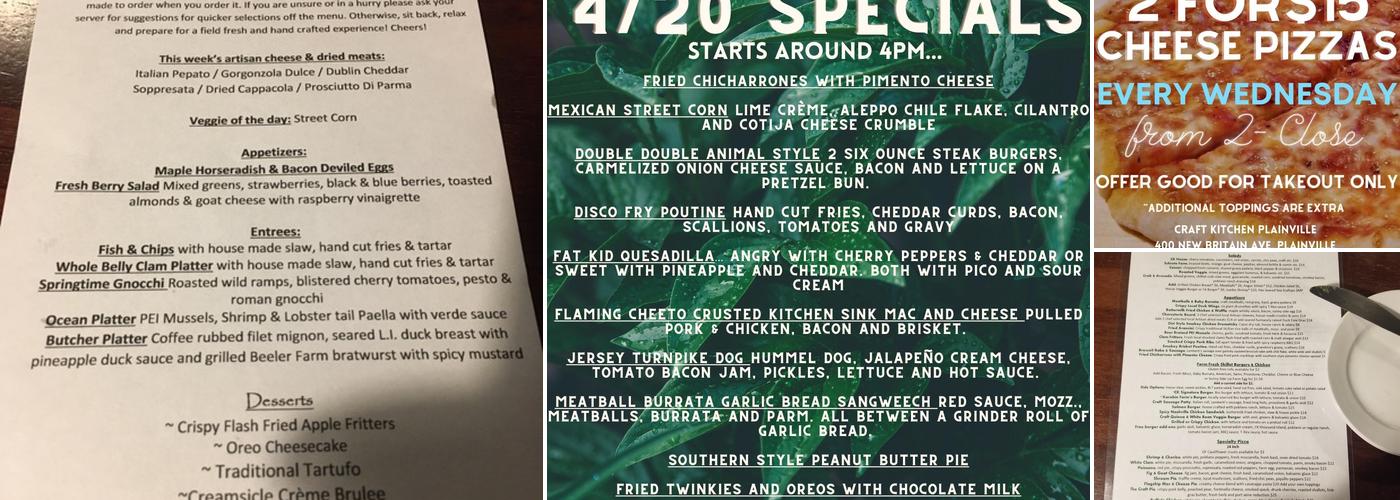 Craft Kitchen Plainville Menu
