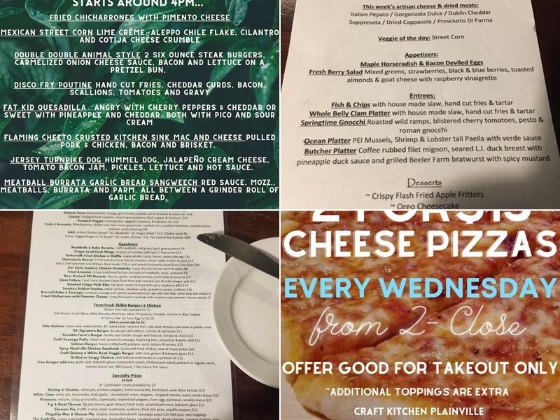 Craft Kitchen Plainville Menu