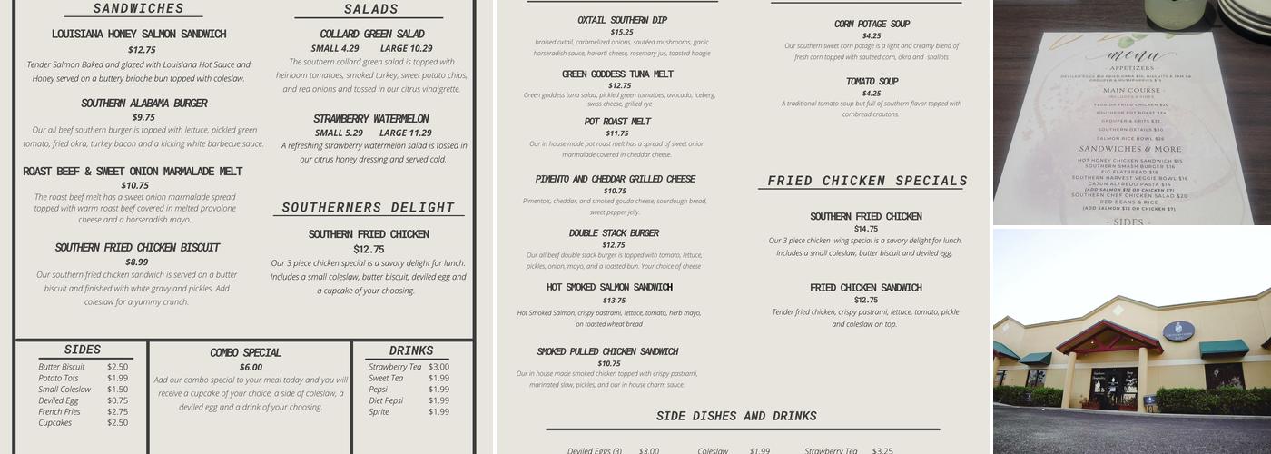 Southern Charm Bistro and Bakery Menu