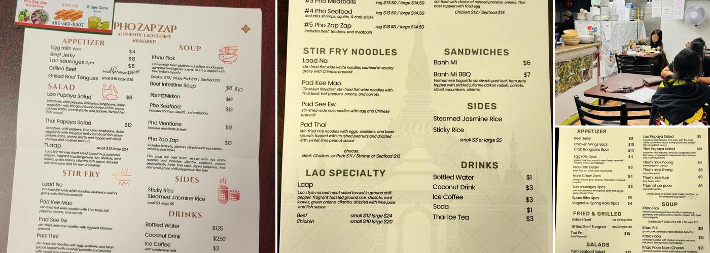 Pho Zap Zap Menu