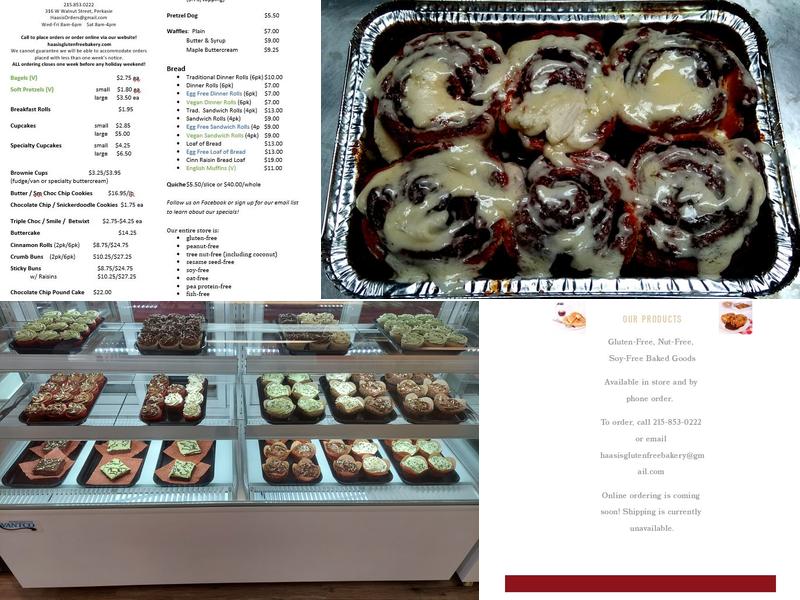 Haasis Gluten Free Bakery Menu