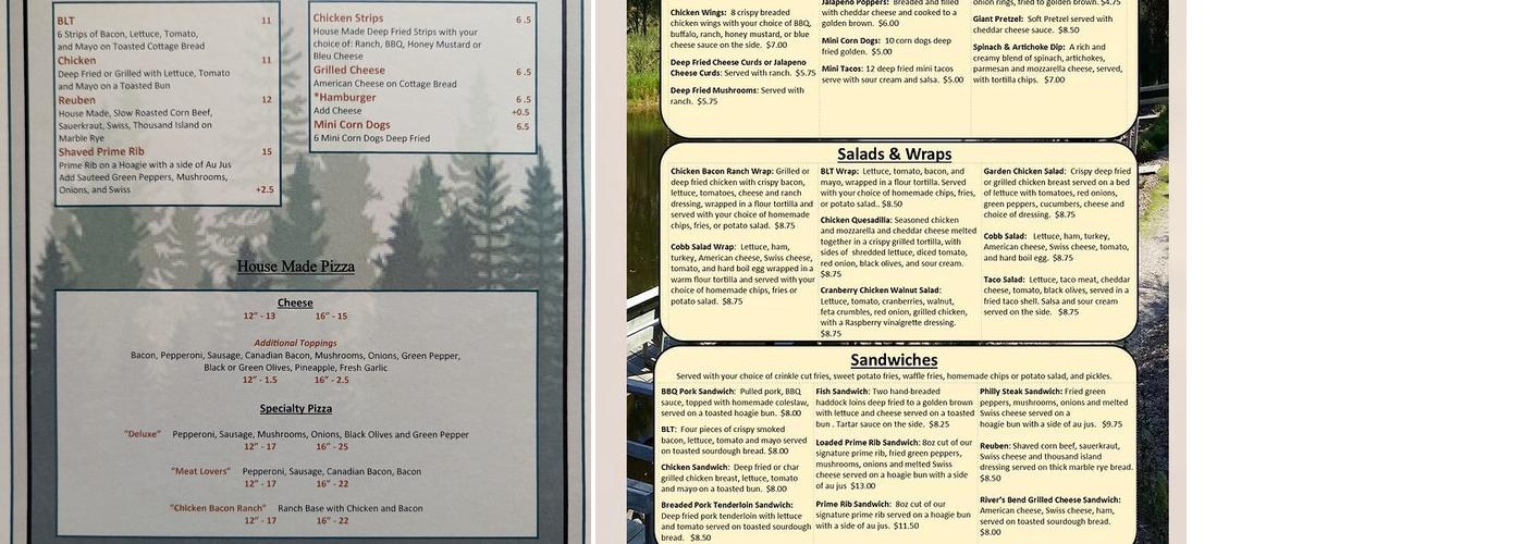 River's Bend Resort Menu