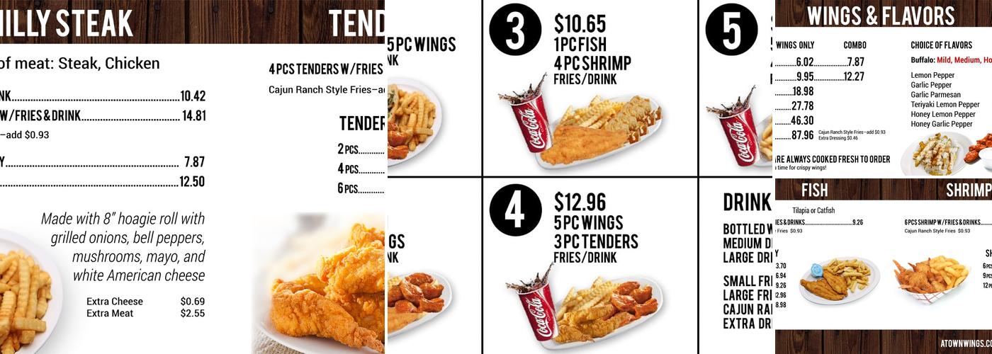 A-Town Wings Menu