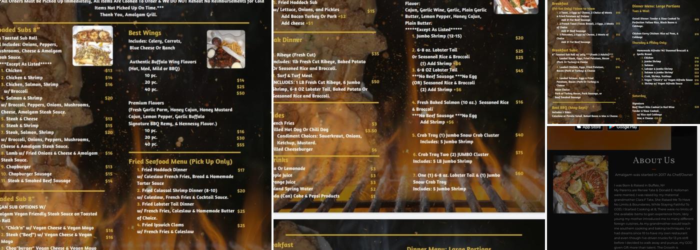 Amalgam Grill Menu