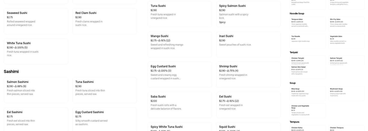 Jinmi Sushi Menu
