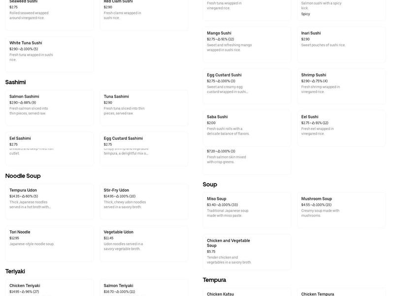 Jinmi Sushi Menu