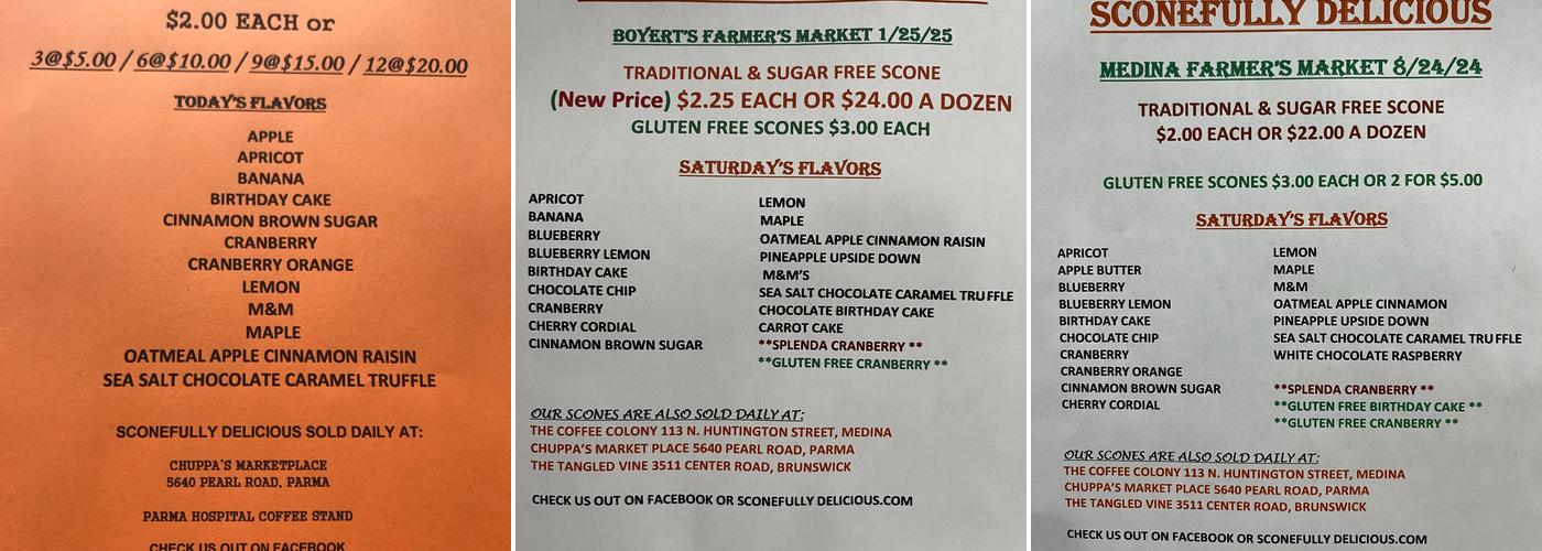 Sconefully Delicious Menu