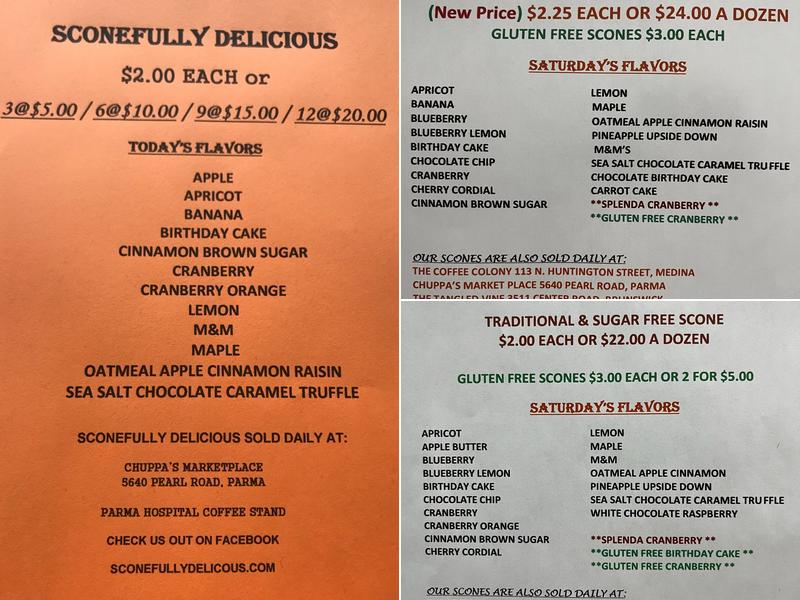 Sconefully Delicious Menu