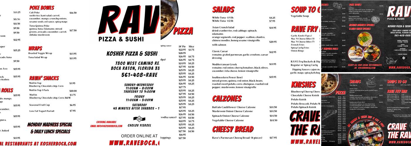 Rave Pizza & Sushi Menu