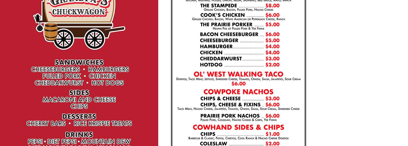 Grandpa's Chuckwagon Menu