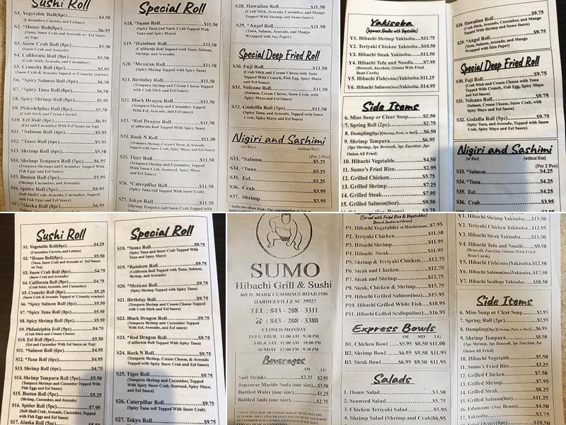 Sumo sushi Menu