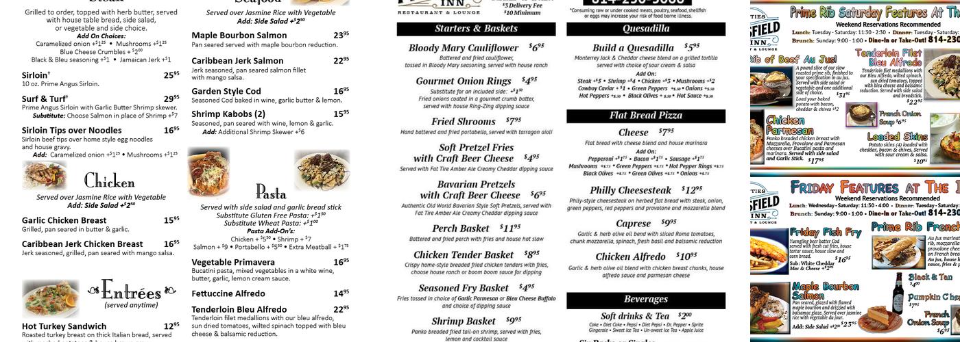 Scotties Pittsfield Inn Menu