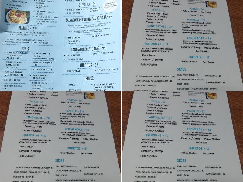Olocuilta Resturant Menu