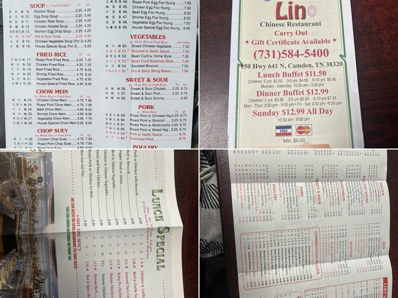 Lin's Buffet Menu