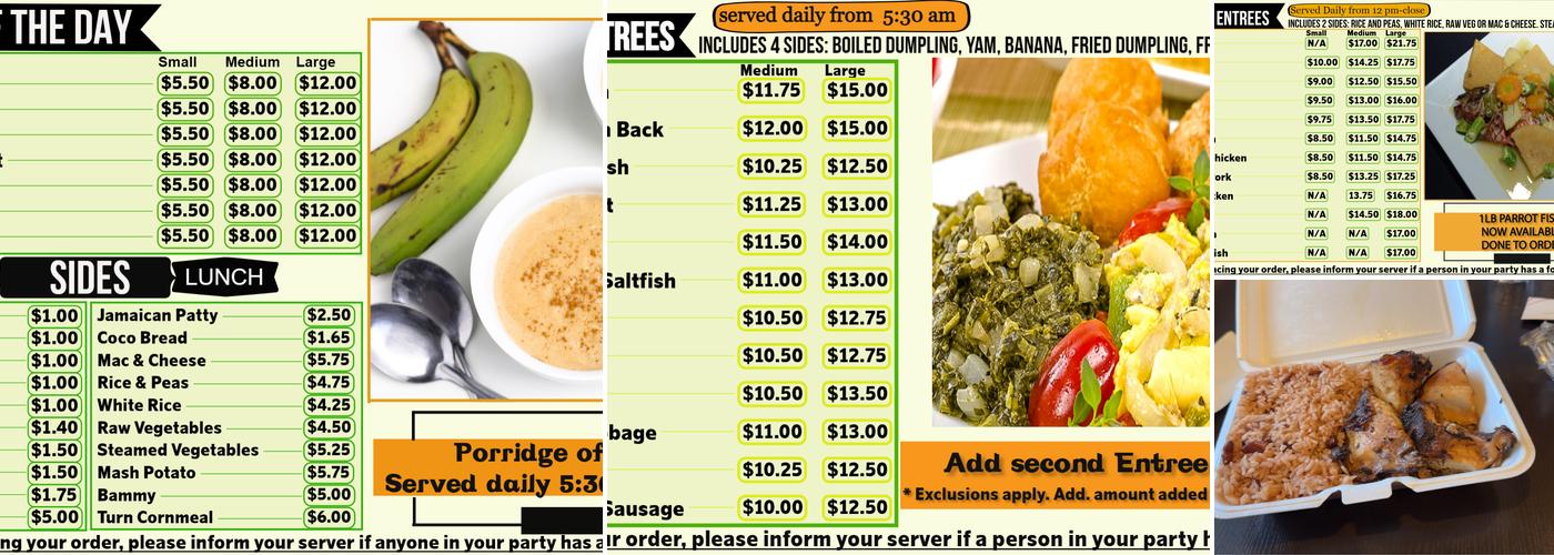 Cape Cod Caribbean Cafe Menu