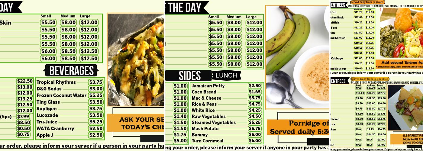 Cape Cod Caribbean Cafe Menu