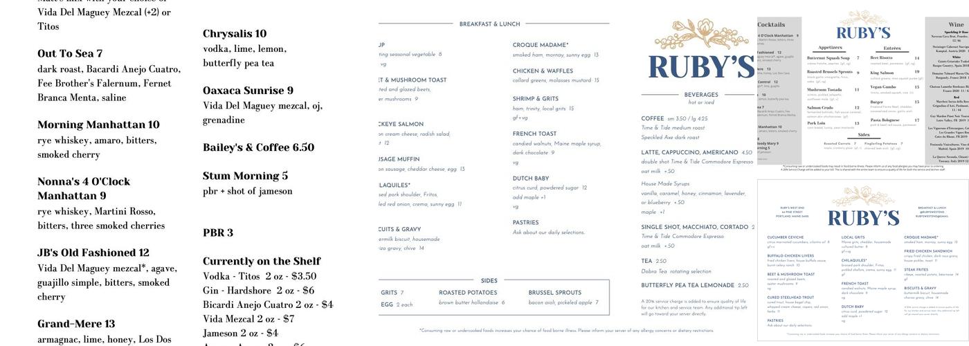 Ruby's West End Menu
