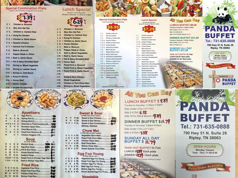 Panda Buffet Menu