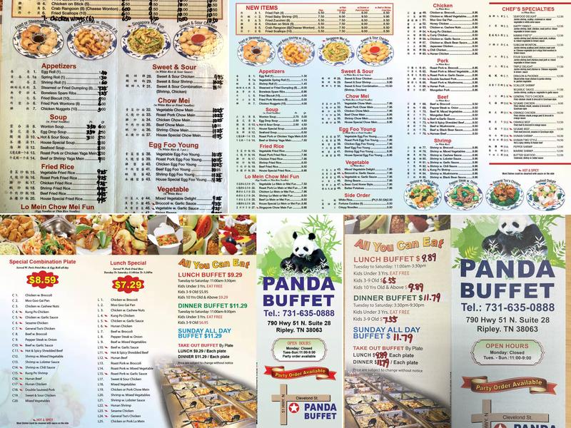 Panda Buffet Menu