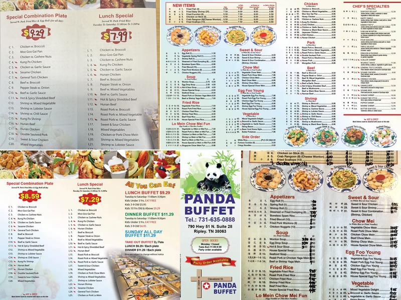 Panda Buffet Menu