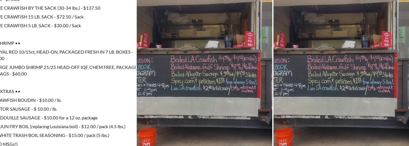 Red Mountain Crawfish Menu
