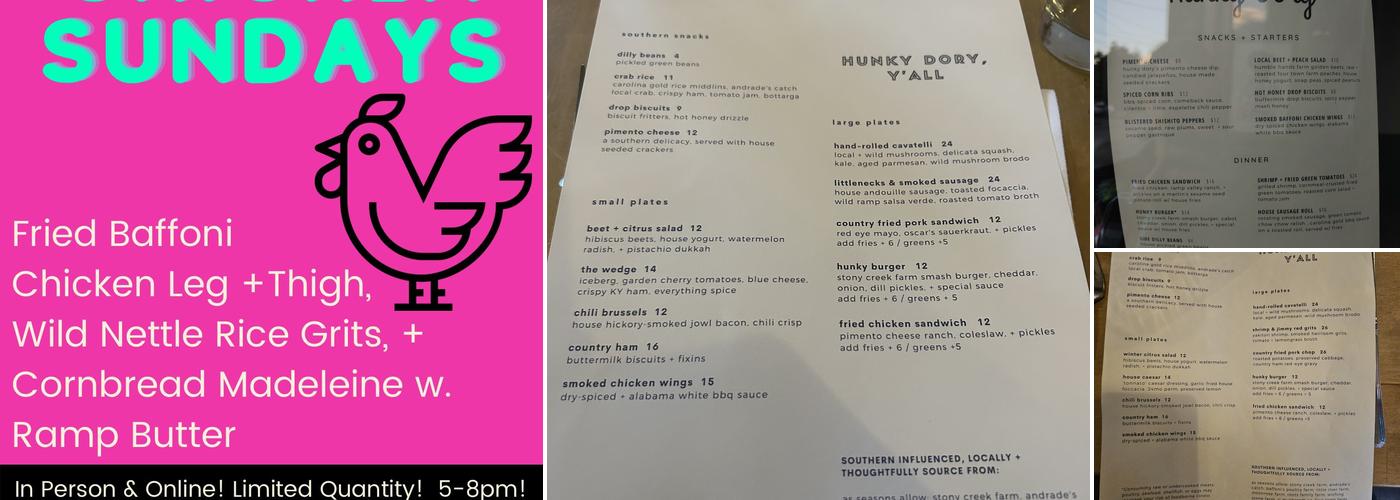 Hunky Dory Menu