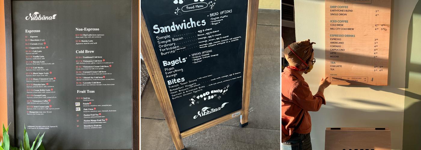 Nibbāna Café Menu