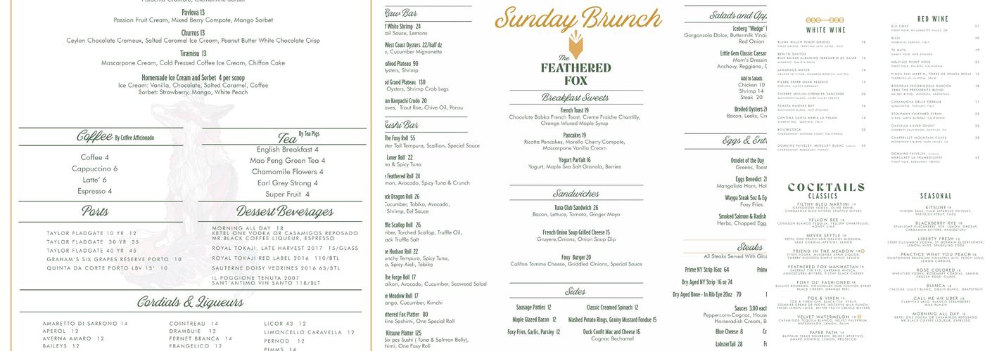 The Feathered Fox Menu
