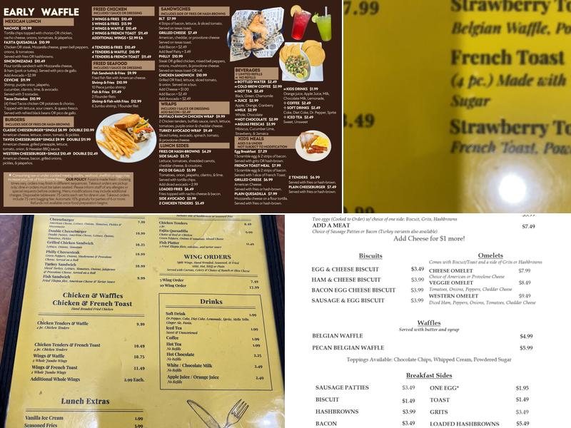 Early Waffle Menu