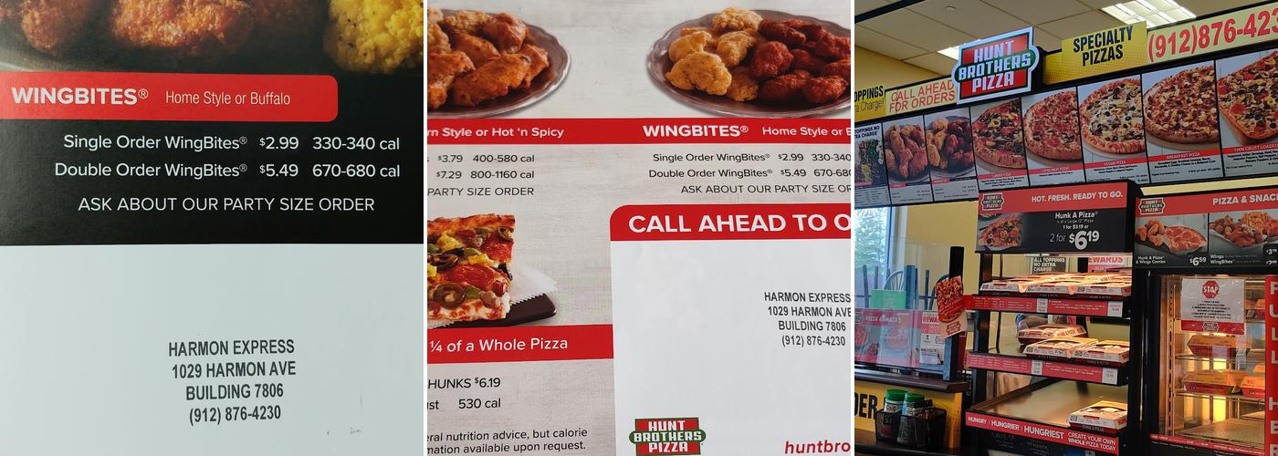 Hunt Brothers Pizza Menu