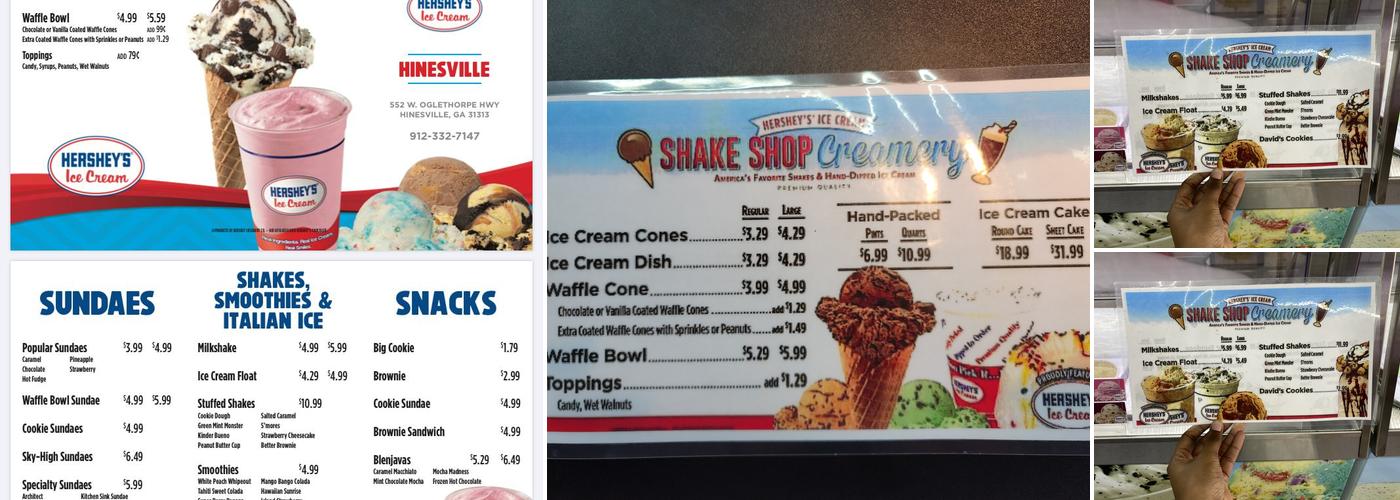 SHAKE SHOP Menu