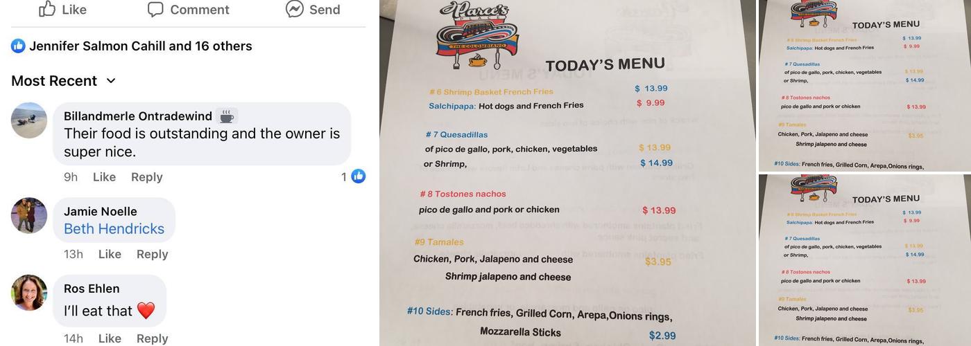 Parce's Place Menu