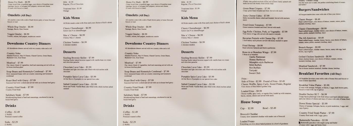 Iron Kettle Kitchen Menu