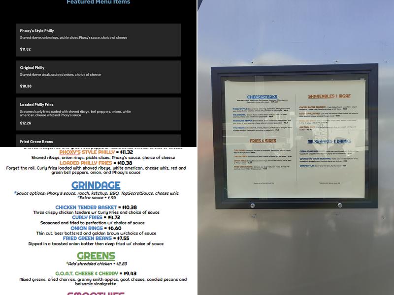 Phoxy's Phillies Menu