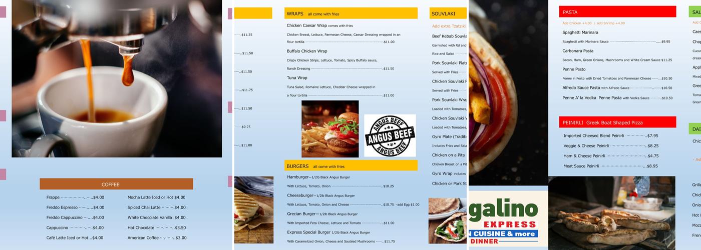 Papagalino Express Menu