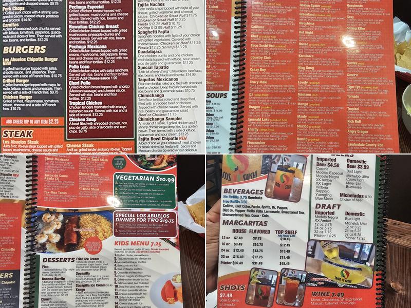 Tacos vs Sushi Menu