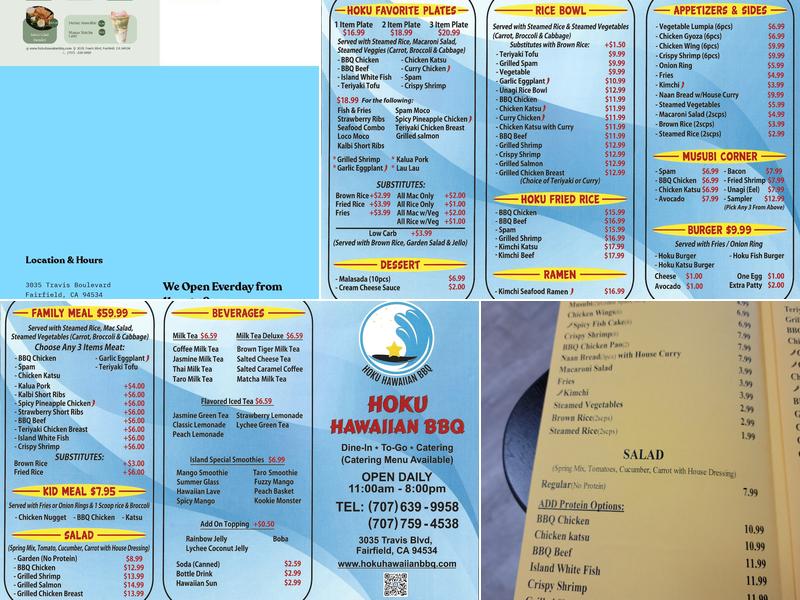 Hoku Hawaiian BBQ Menu