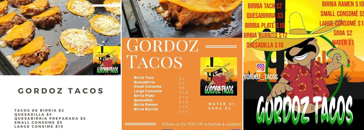 Gordoz Tacos Catering Inc. Menu