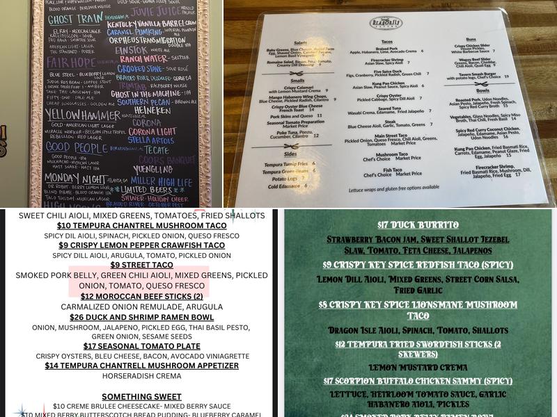 Dragonfly Tavern Menu
