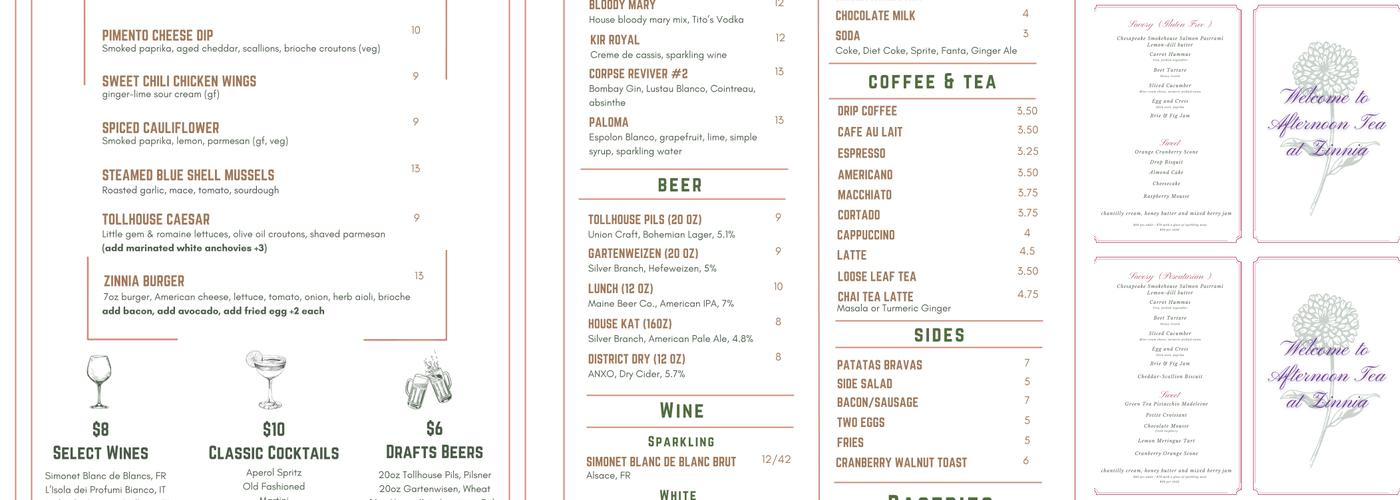 Zinnia Menu