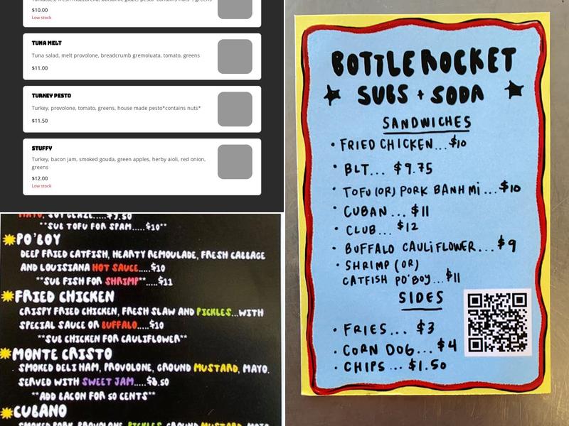 Bottle Rocket Menu