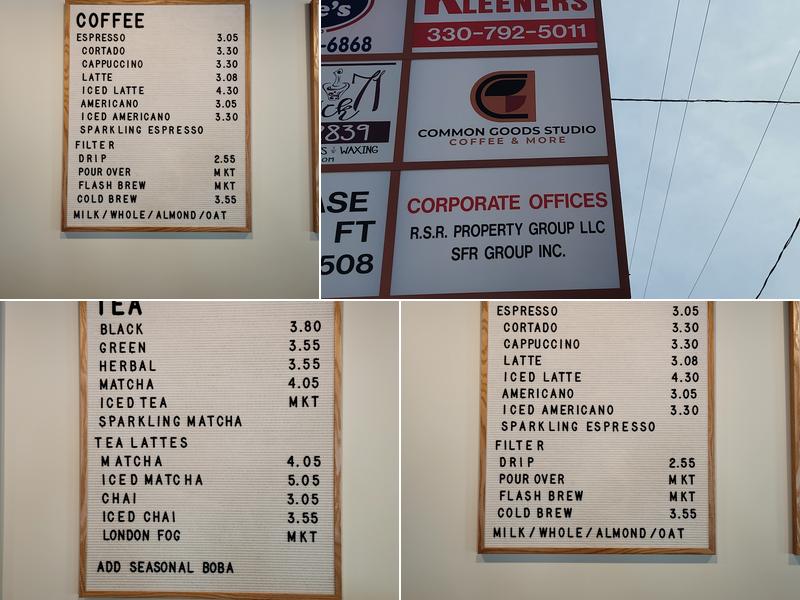 Common Goods Studio Menu