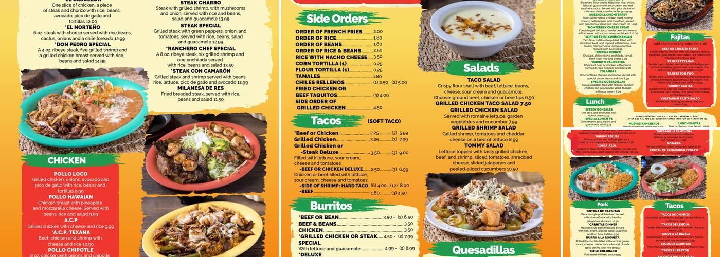 El Taco Mex Grill Menu