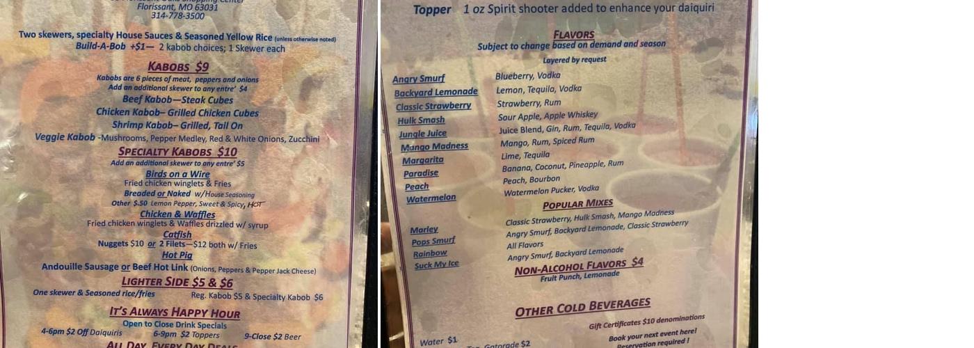 STIX & ICE Menu