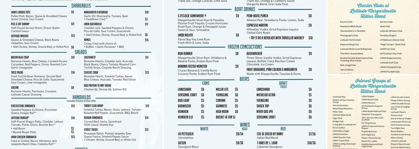 Latitude Bar & Chill Menu