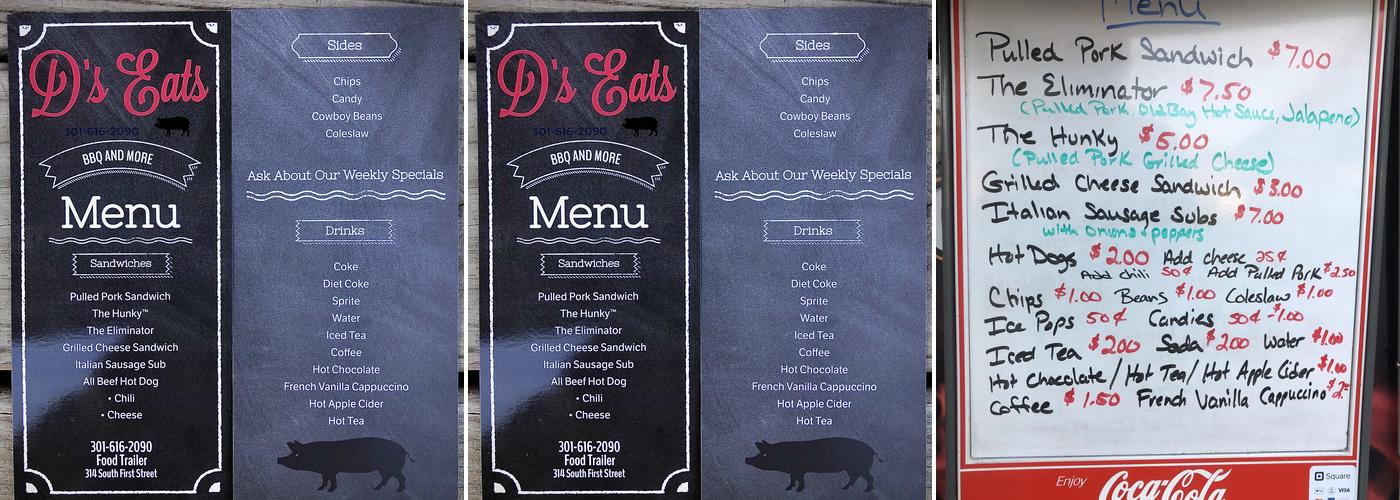 D's Eats Menu