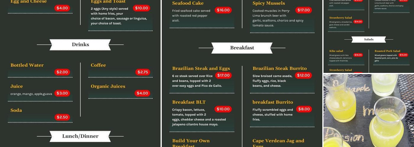 Perry Lima Cafe Menu
