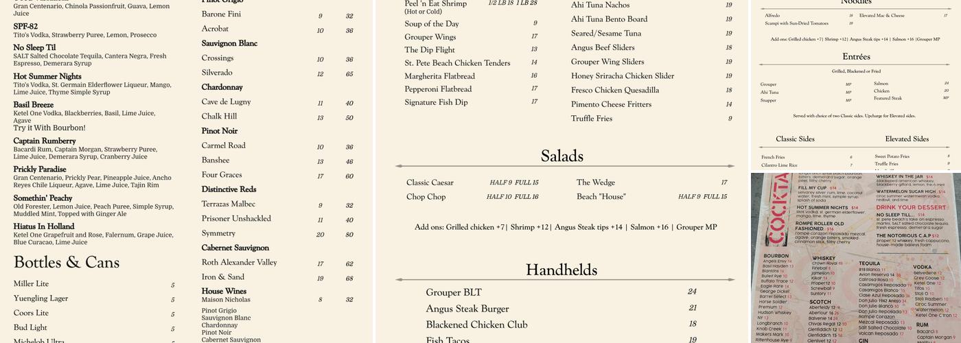 82 Degrees Bar - Grill Menu