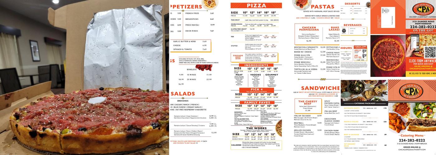 Chicago Pizza Authority Menu