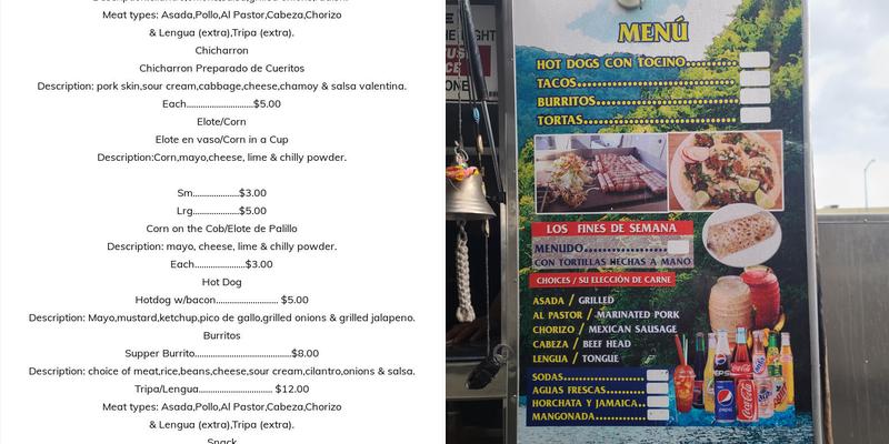 Tacos Estilo Mexico Menu